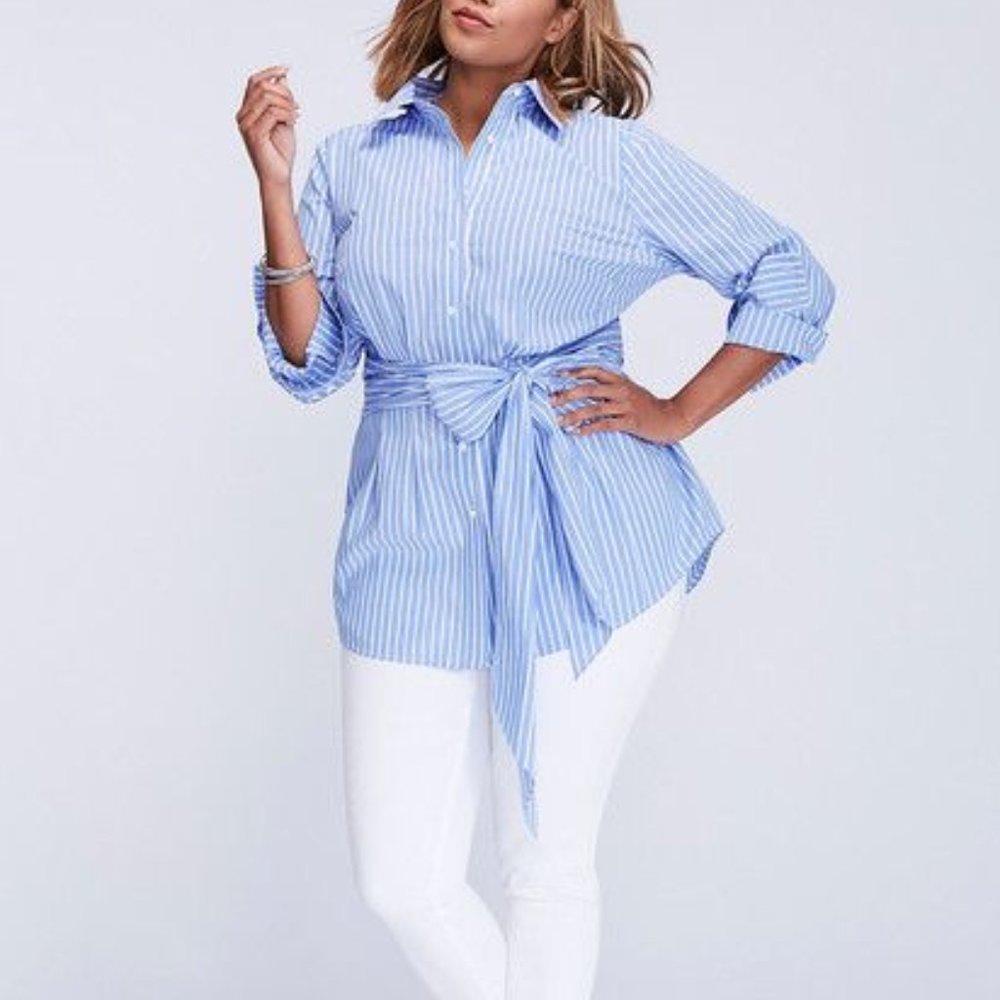 NWT ⭐️Striped Tie Waist Tunic Shirt